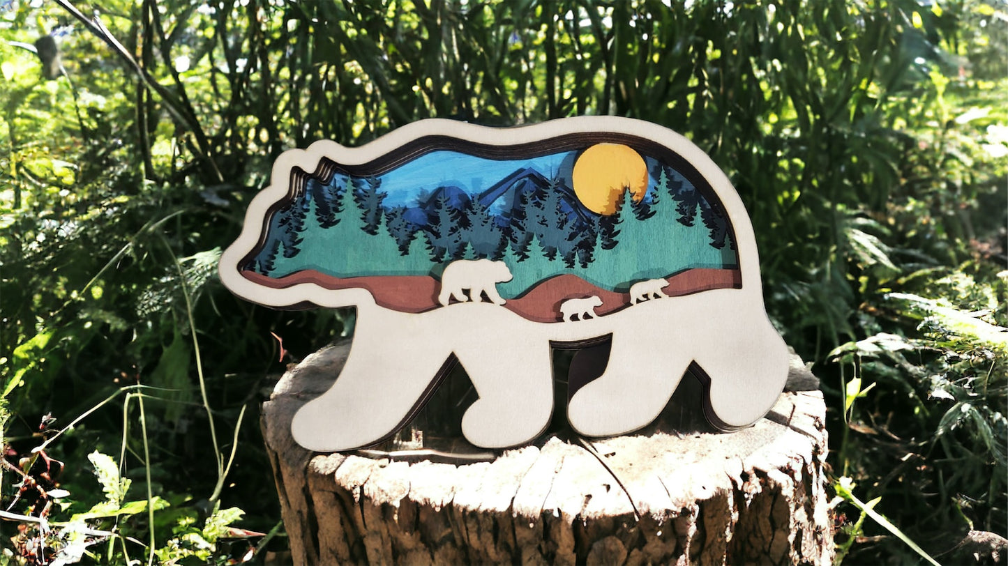 Bear Multilayer Painting Kit Laser cut files, Fully Tested on Glowforge, Tool and Aeon Nova Lasers