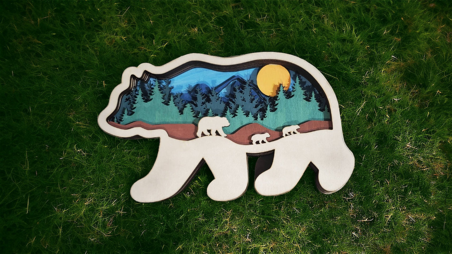 Bear Multilayer Painting Kit Laser cut files, Fully Tested on Glowforge, Tool and Aeon Nova Lasers