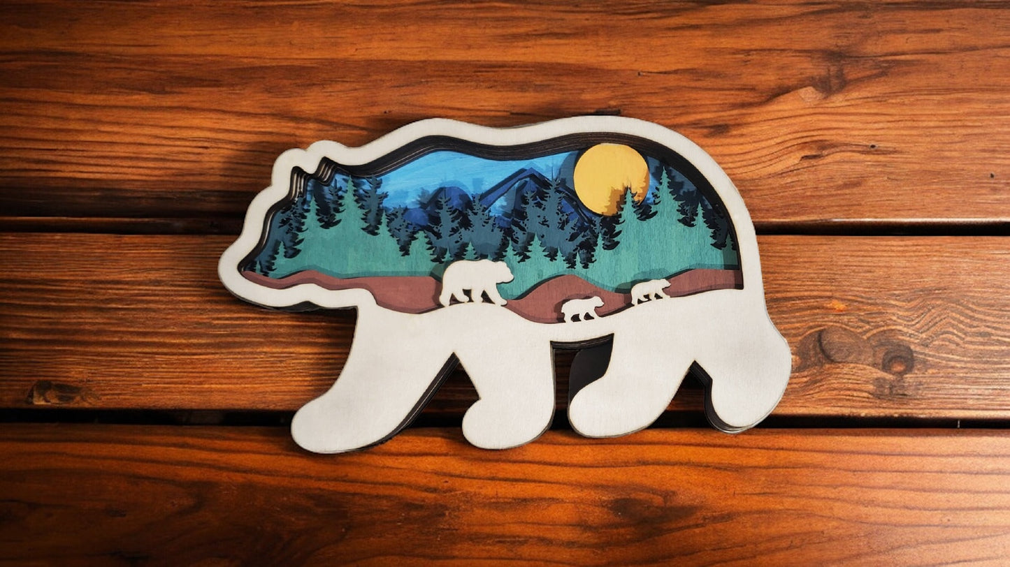 Bear Multilayer Painting Kit Laser cut files, Fully Tested on Glowforge, Tool and Aeon Nova Lasers