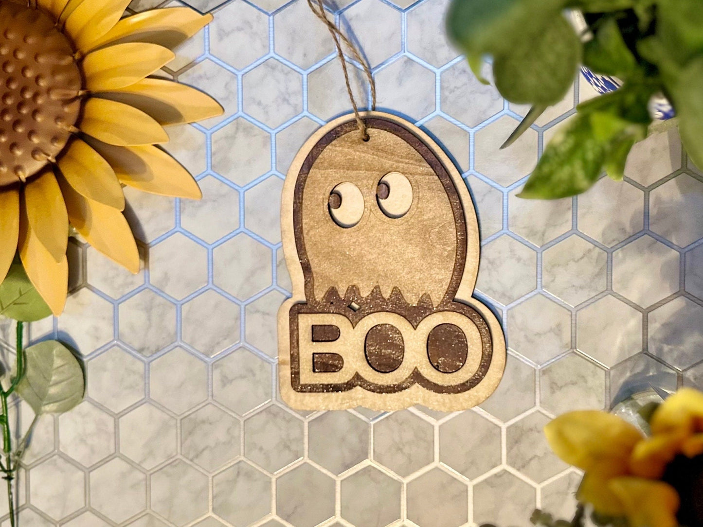 Halloween Ornament & Decoration Lightburn Files - Friendly Ghost 'BOO' Laser-Cut Template - Digital Download for Laser Engraving and Cutting