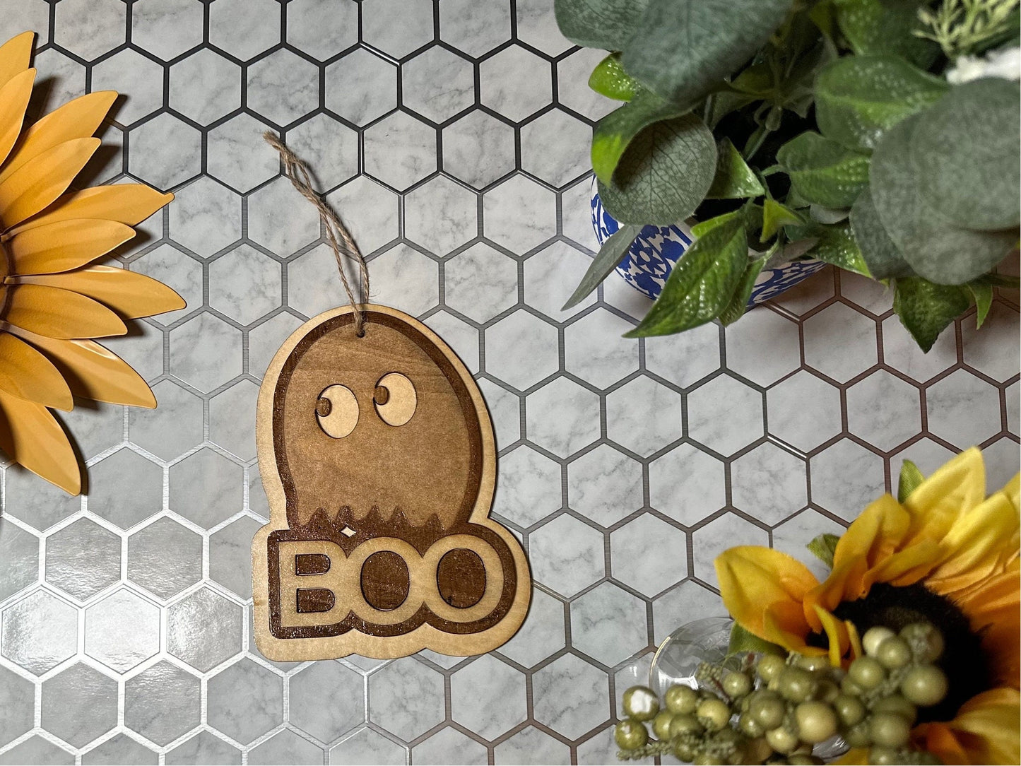 Halloween Ornament & Decoration Lightburn Files - Friendly Ghost 'BOO' Laser-Cut Template - Digital Download for Laser Engraving and Cutting