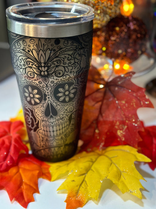 Sugar, Spice & All Things Skull Tumbler Full Wrap Laser Engraving Files - SVG - AI - Lightburn - DXF