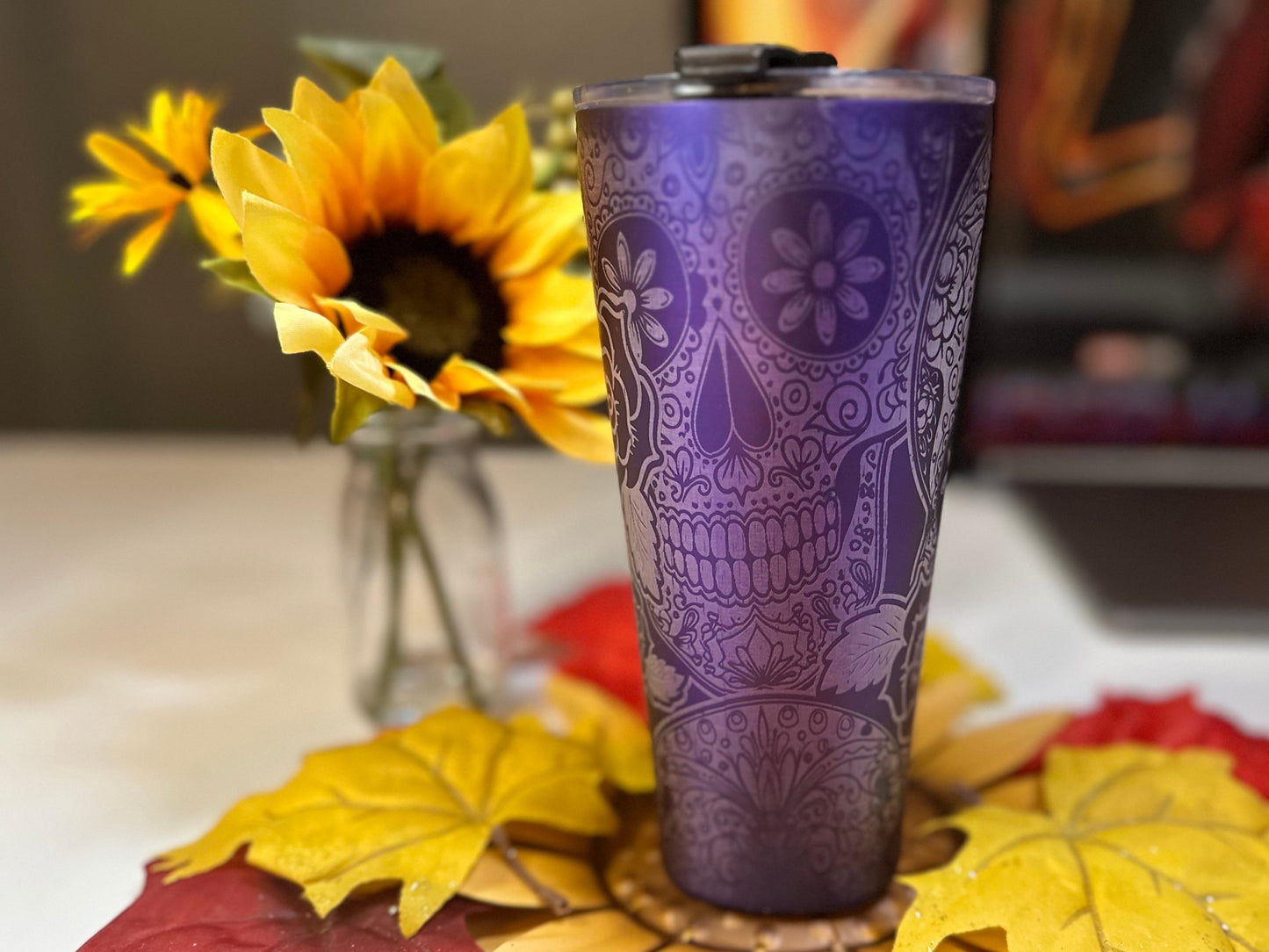 Sugar, Spice & All Things Skull Tumbler Full Wrap Laser Engraving Files - SVG - AI - Lightburn - DXF