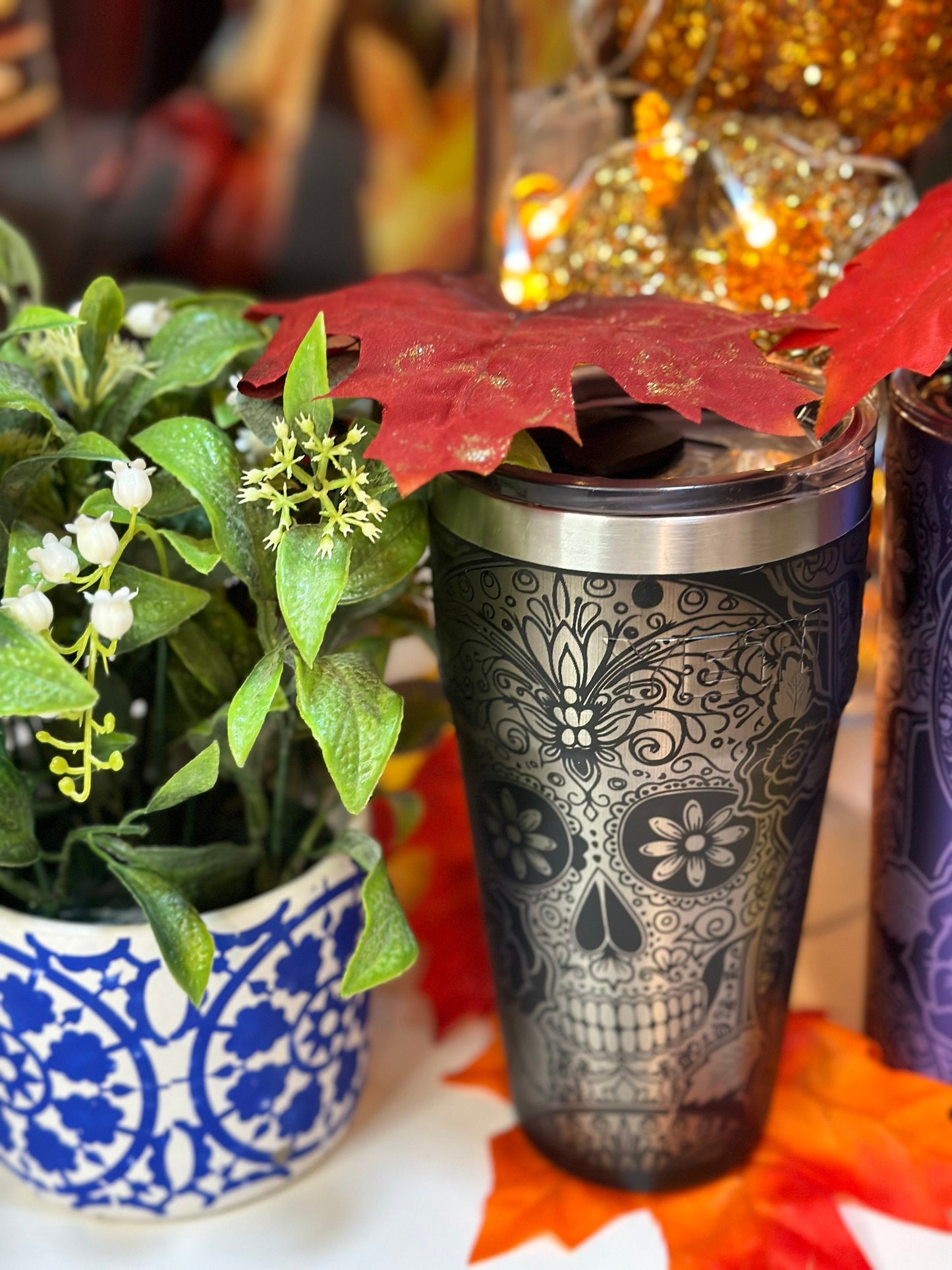 Sugar, Spice & All Things Skull Tumbler Full Wrap Laser Engraving Files - SVG - AI - Lightburn - DXF