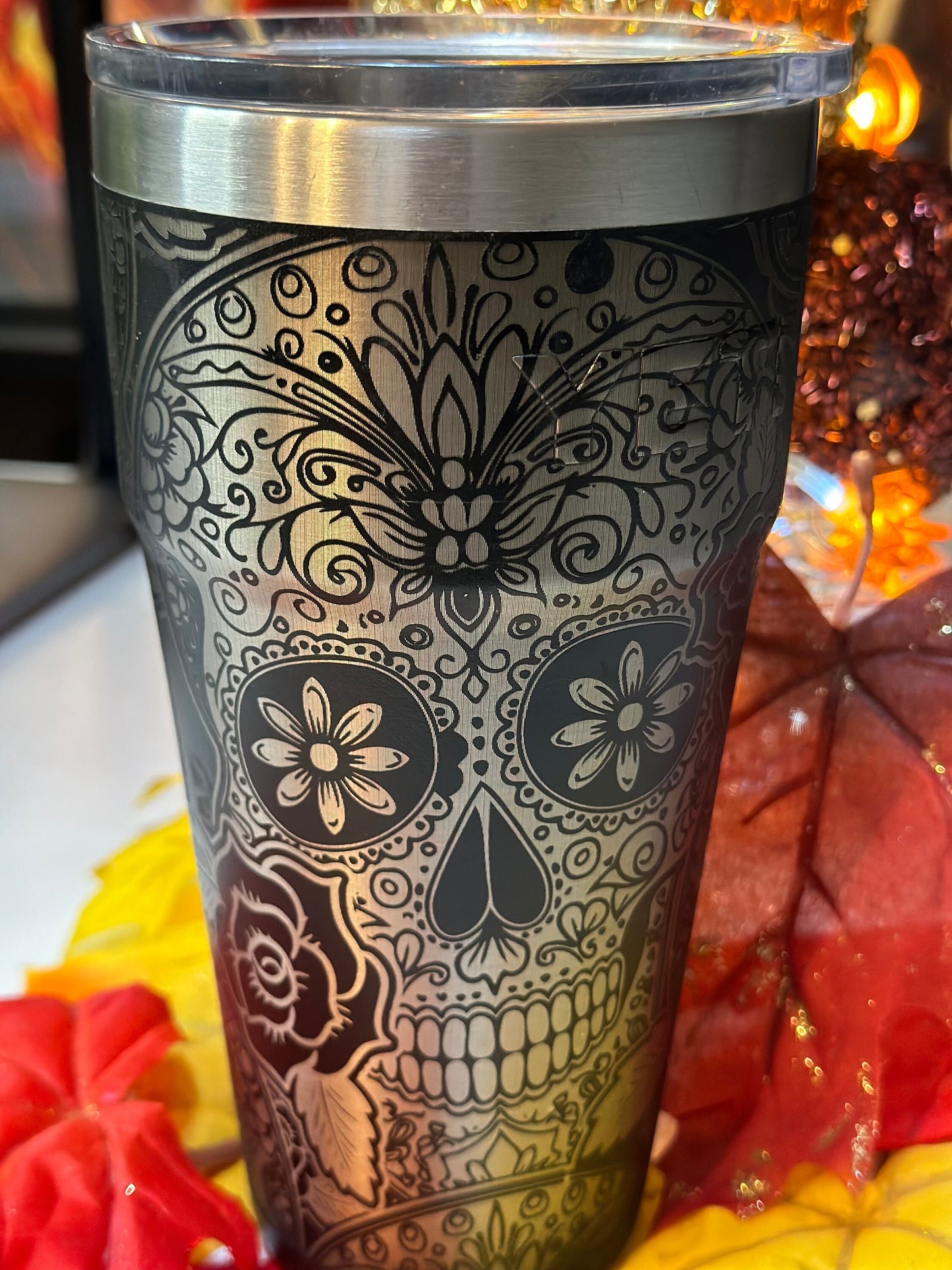 Sugar, Spice & All Things Skull Tumbler Full Wrap Laser Engraving Files - SVG - AI - Lightburn - DXF