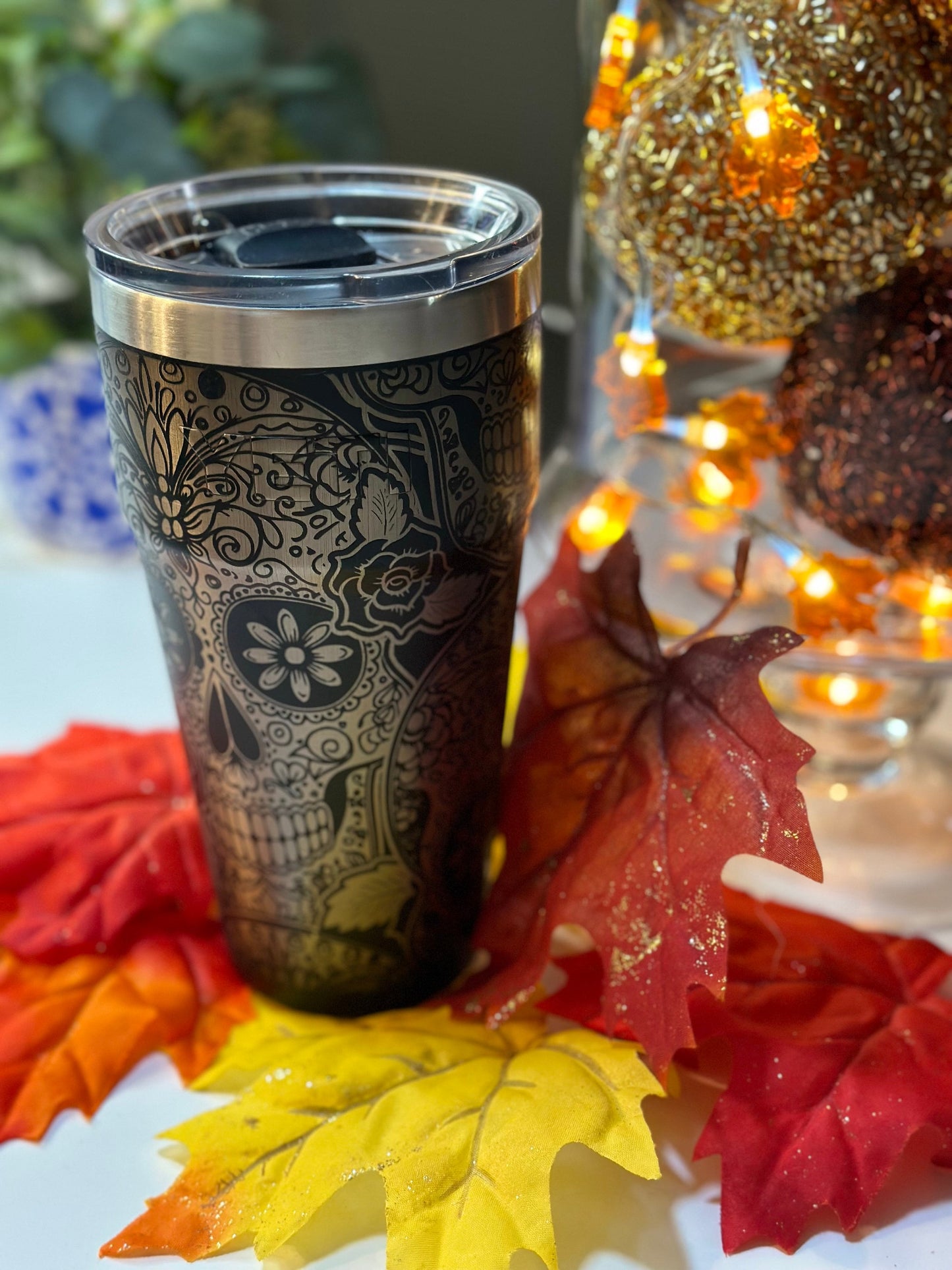 Sugar, Spice & All Things Skull Tumbler Full Wrap Laser Engraving Files - SVG - AI - Lightburn - DXF