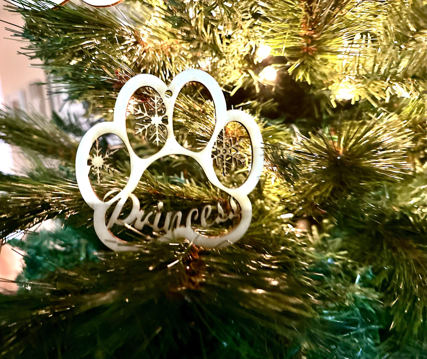 Dog Paw Laser Cut Christmas Ornaments Digital File with Examples