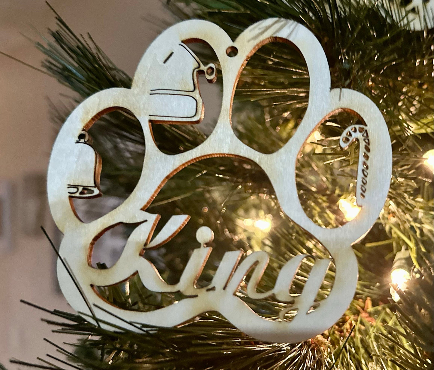 Dog Paw Laser Cut Christmas Ornaments Digital File with Examples