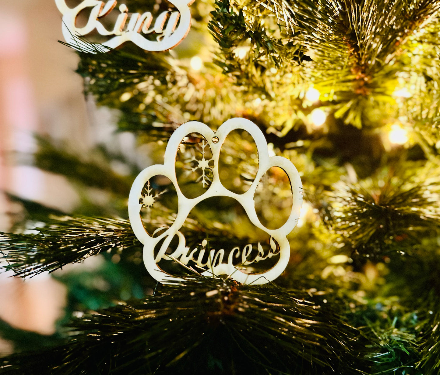 Dog Paw Laser Cut Christmas Ornaments Digital File with Examples