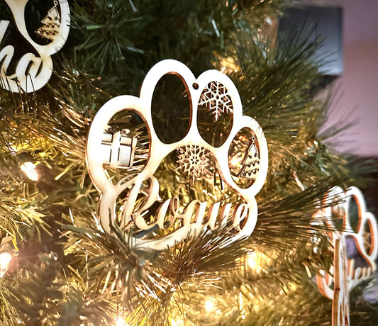 Personalized Dog Paw Ornament | Custom Pet Christmas Ornament | Pet Lovers 2023 Ornament