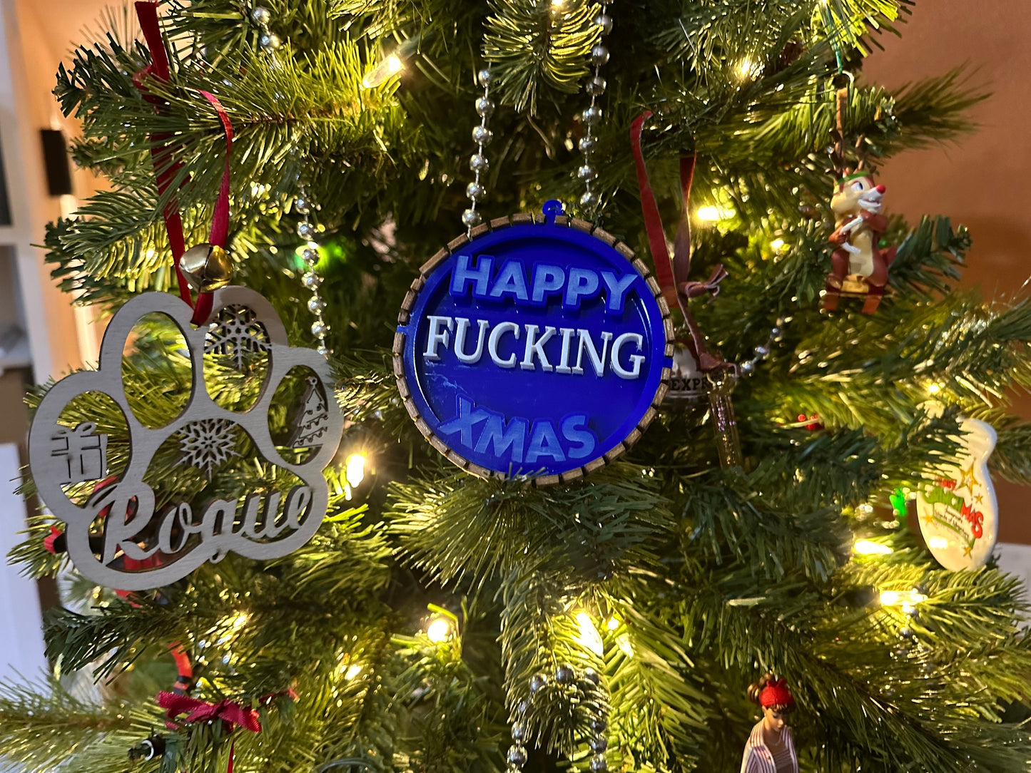 3D Happy Effing Christmas Ornament - Glowforge Tested Digital File - SVG/AI/DXF & Lightburn Files Included